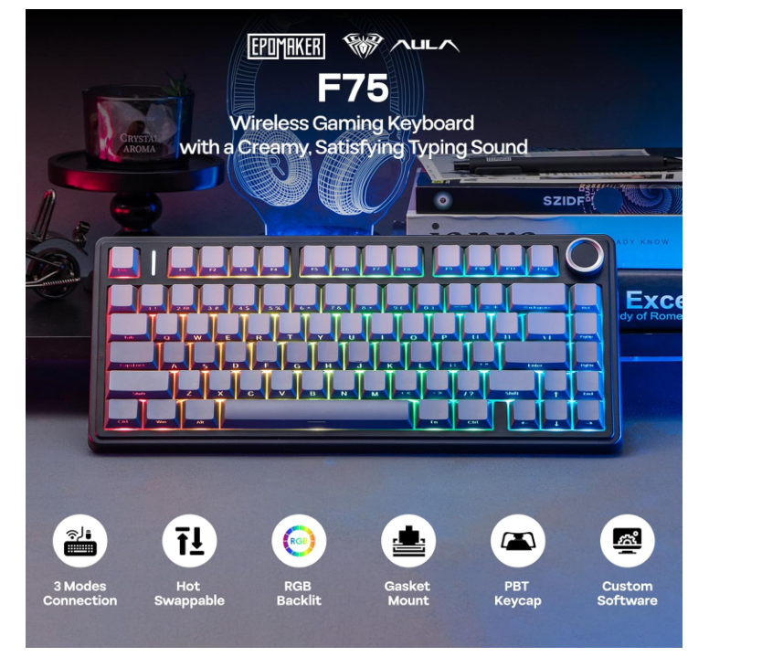 Epomaker x Aula F75 | Wireless Mechanical Gaming Keyboard | Gamingvault Hot-Swappable 75%