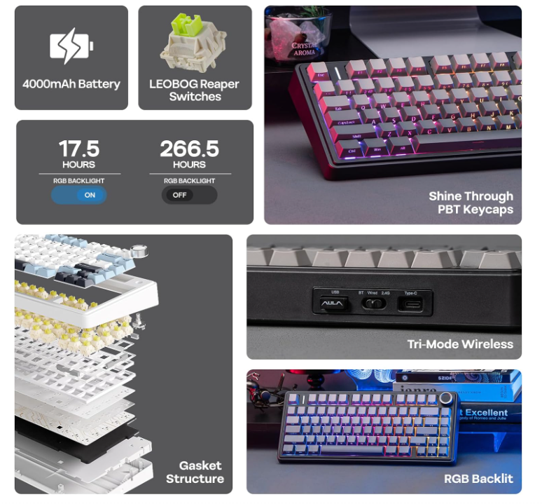 Epomaker x Aula F75 | Wireless Mechanical Gaming Keyboard | Gamingvault Hot-Swappable 75%